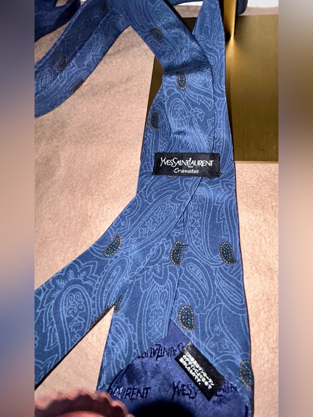 Yves Saint Laurent Cravates necktie. Blue New With Out Tags.  Authentic